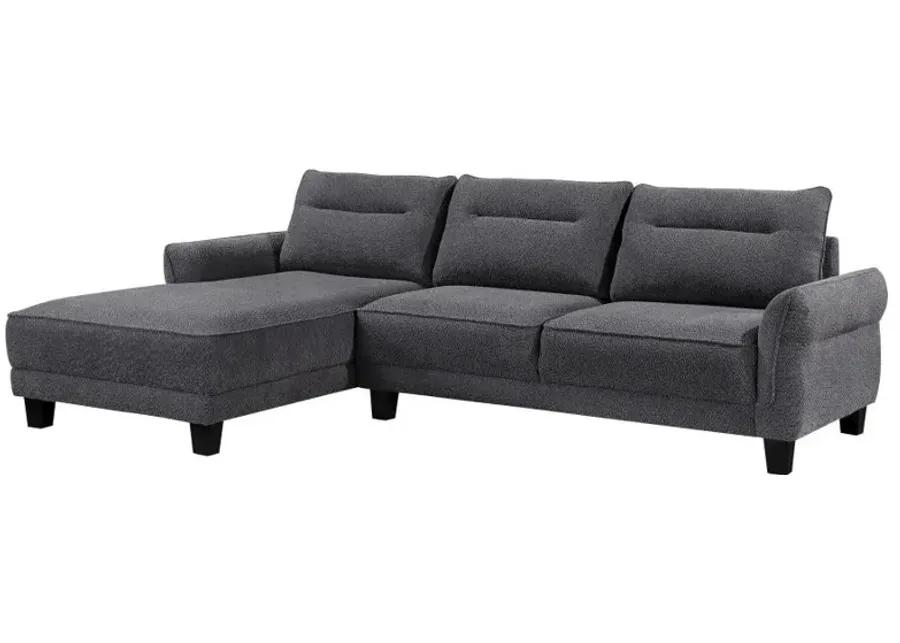 Caspian Upholstered Curved Arms Sectional Sofa Grey