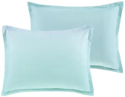 Mi Zone Glimmer Aqua Metallic Glitter Printed Reversible Comforter Set