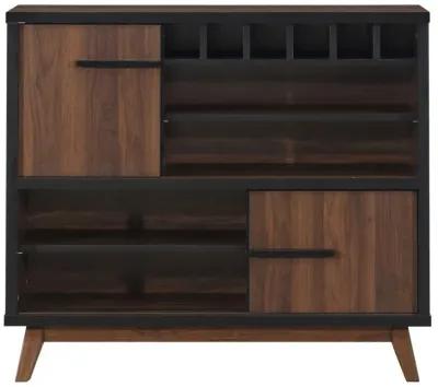 Ezekiel Wine Cabinet with 2 Sliding Doors Walnut and Black