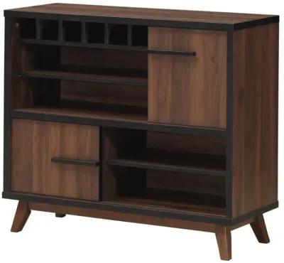 Ezekiel Wine Cabinet with 2 Sliding Doors Walnut and Black