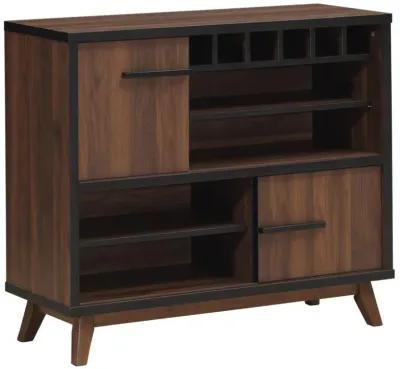 Ezekiel Wine Cabinet with 2 Sliding Doors Walnut and Black