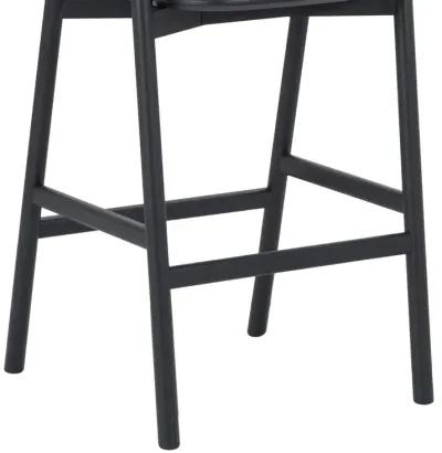 Echo Black Oak Wood and Faux Leather Bar Stool