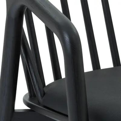 Echo Black Oak Wood and Faux Leather Bar Stool