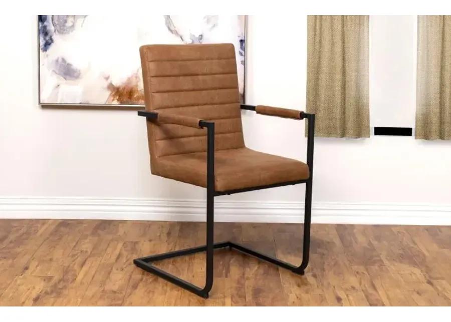 Nate Upholstered Dining Arm Chair Antique Brown and Black (Set of 2)