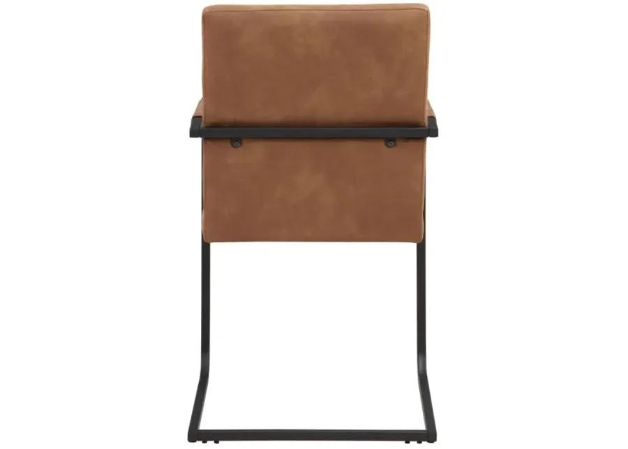 Nate Upholstered Dining Arm Chair Antique Brown and Black (Set of 2)