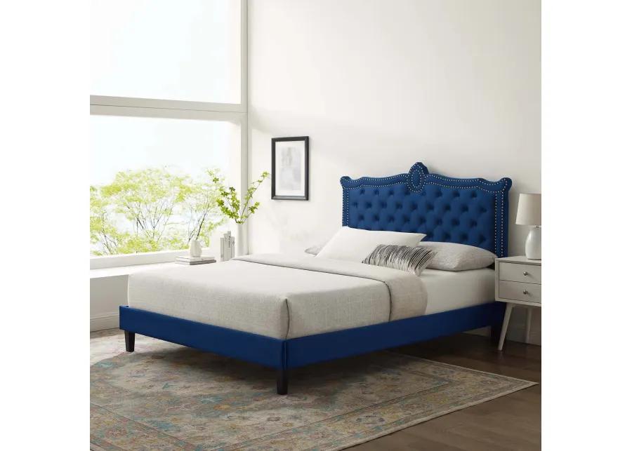 Clara Performance Velvet Queen Platform Bed