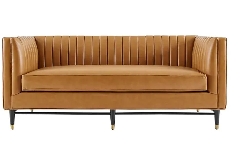 Devote Channel Tufted Vegan Leather Loveseat