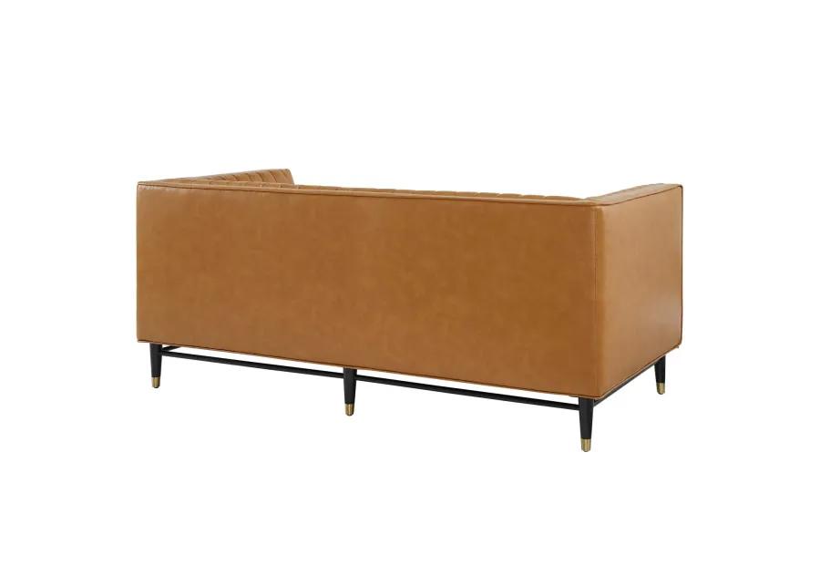 Devote Channel Tufted Vegan Leather Loveseat