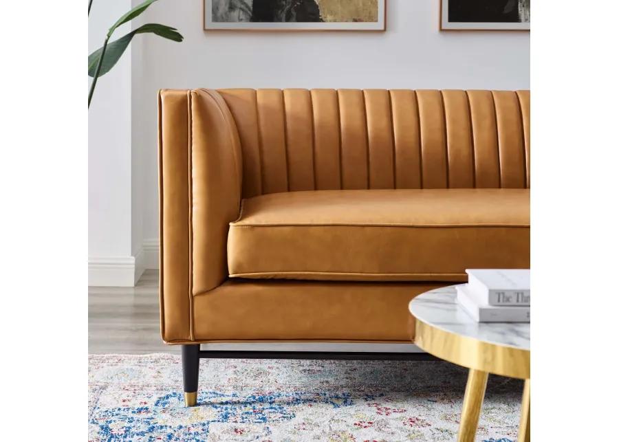 Devote Channel Tufted Vegan Leather Loveseat