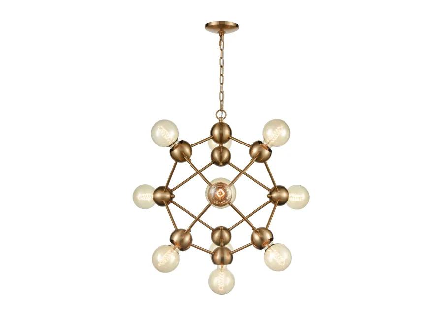 Grow from Here 10-Light Chandelier in Satin Brass