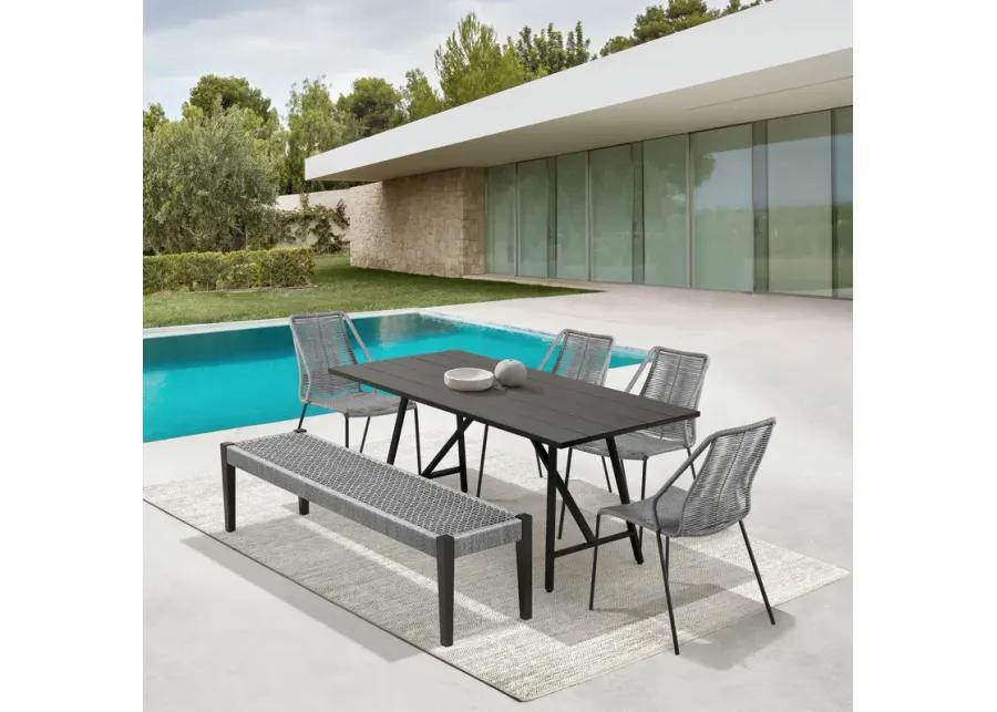 Koala Clip and Camino 6 Piece Outdoor Dining Set in Dark Eucalyptus with Gray Rope