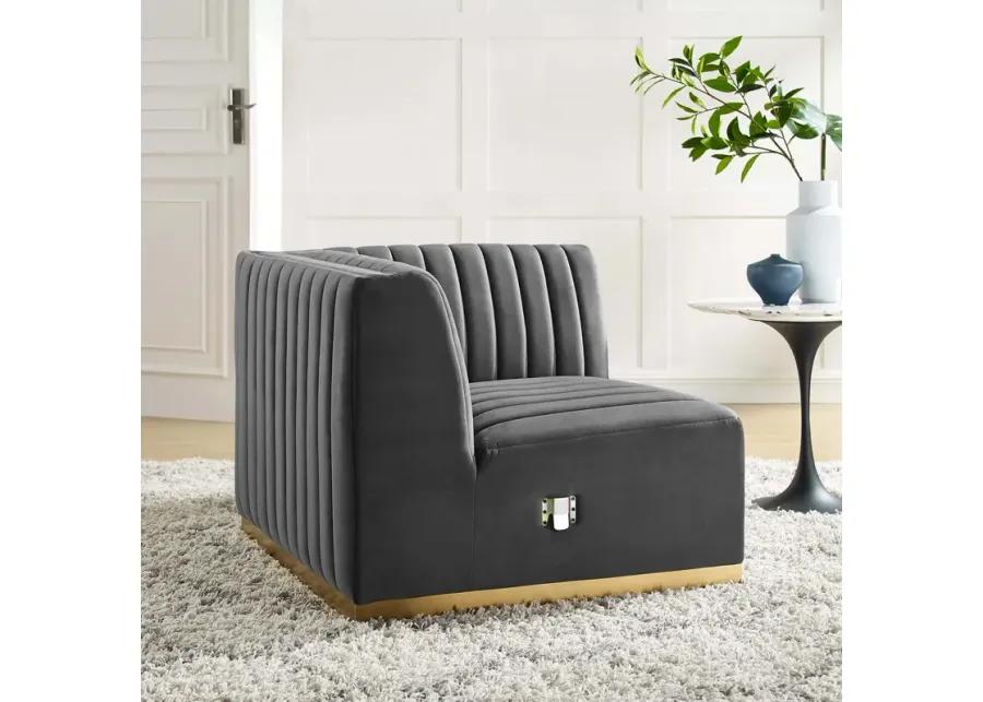 Conjure Channel Tufted Performance Velvet Right Corner Chair