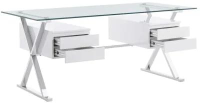 Sector 71" Glass Top Glass Office Desk