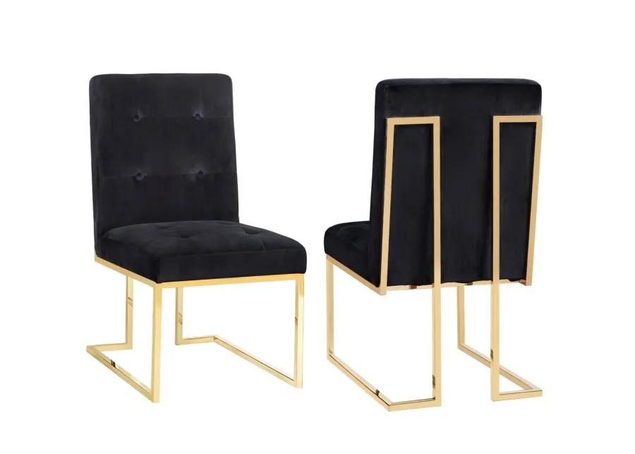 akiko black velvet chair - set of 2