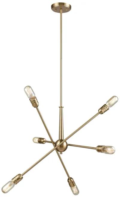 Delphine 28" Wide 6-Light Chandelier - Satin Brass