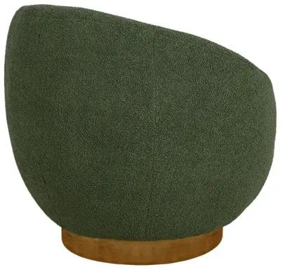 Shearling Sherpa Swivel Chair with Wood Base