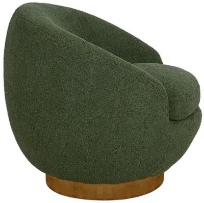 Shearling Sherpa Swivel Chair with Wood Base