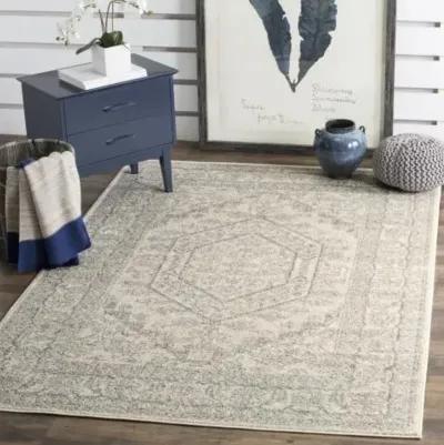 Adirondack Contemporary Ivory / Silver 5'-1" X 7'-6" Powerloomed Rug