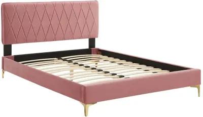 Phillipa Performance Velvet Queen Platform Bed