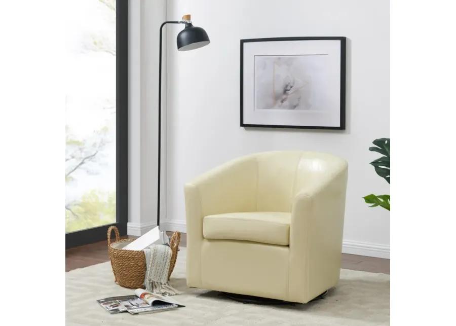 hayden swivel bonded leather accent arm chair, beige