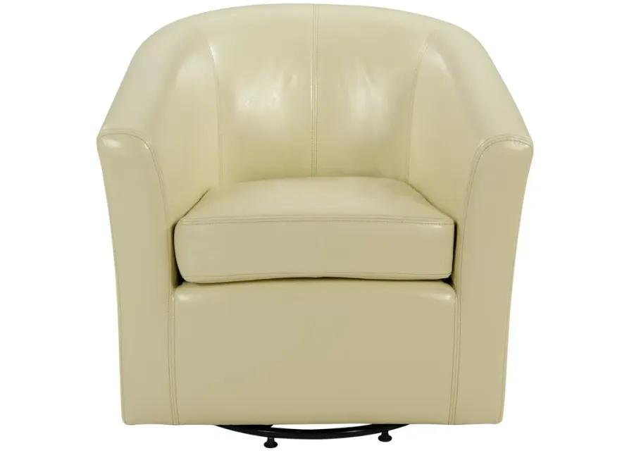 hayden swivel bonded leather accent arm chair, beige