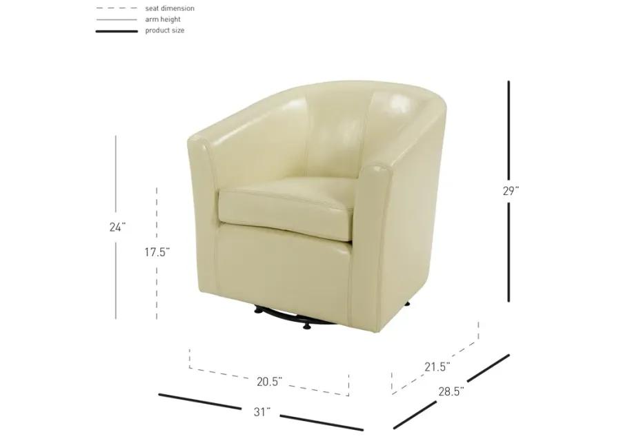 hayden swivel bonded leather accent arm chair, beige