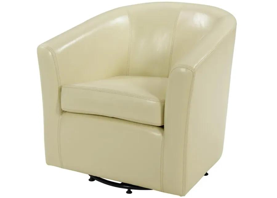 hayden swivel bonded leather accent arm chair, beige