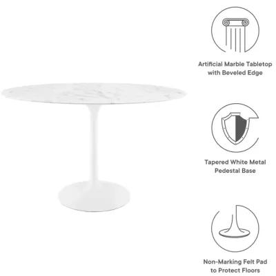 Lippa 48" Oval Artificial Marble Dining Table