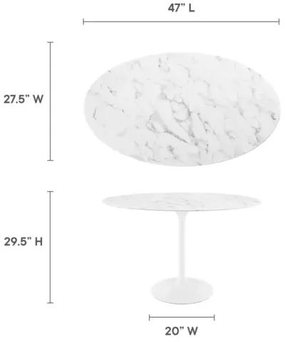 Lippa 48" Oval Artificial Marble Dining Table