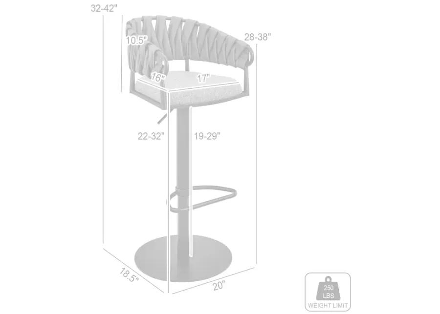 Blaise Adjustable Swivel Counter or Bar Stool in Black Metal with Gray Fabric and Faux Leather