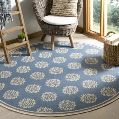 LINDEN 181 Collection LND181N-6R Cream / Blue 6'-7" X 6'-7" Round