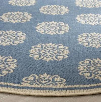 LINDEN 181 Collection LND181N-6R Cream / Blue 6'-7" X 6'-7" Round