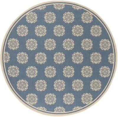 LINDEN 181 Collection LND181N-6R Cream / Blue 6'-7" X 6'-7" Round