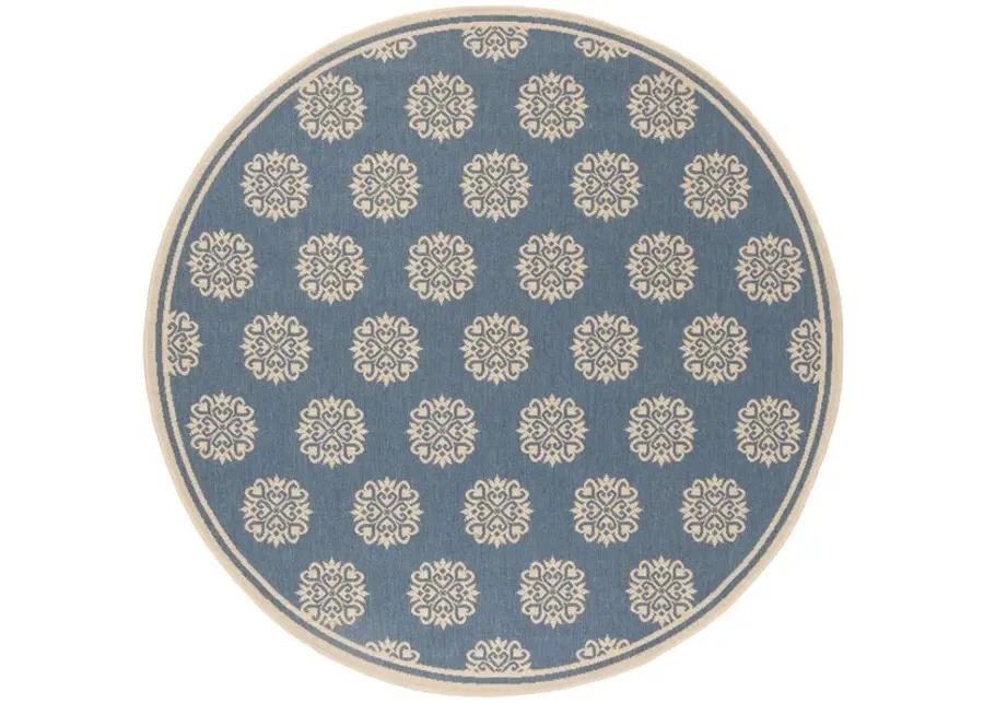 LINDEN 181 Collection LND181N-6R Cream / Blue 6'-7" X 6'-7" Round