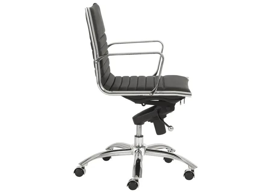 Dirk Low Back Office Chair in Black with Chromed Steel Base