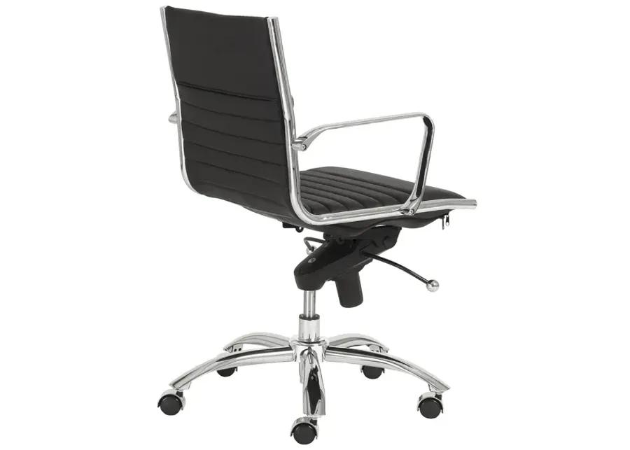 Dirk Low Back Office Chair in Black with Chromed Steel Base