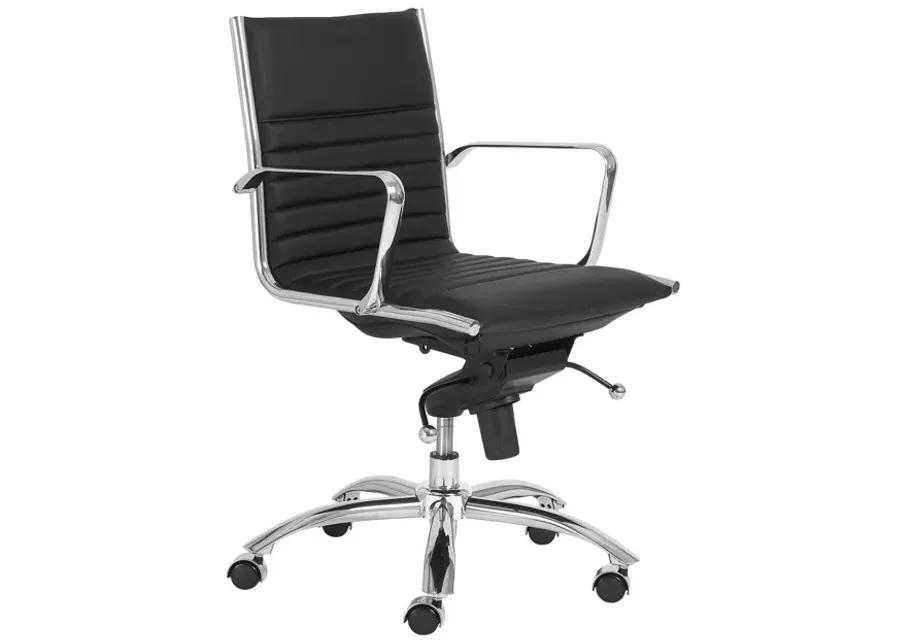 Dirk Low Back Office Chair in Black with Chromed Steel Base