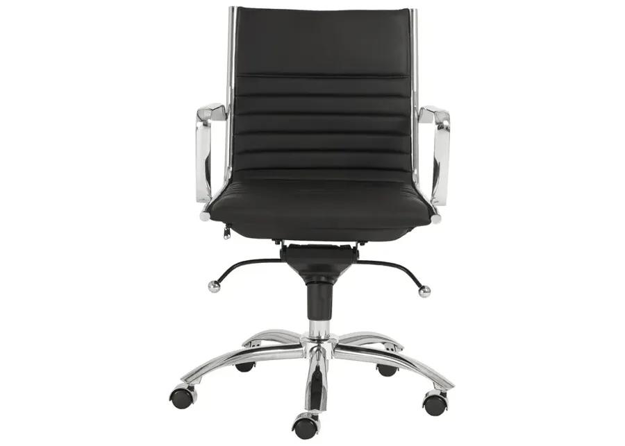 Dirk Low Back Office Chair in Black with Chromed Steel Base