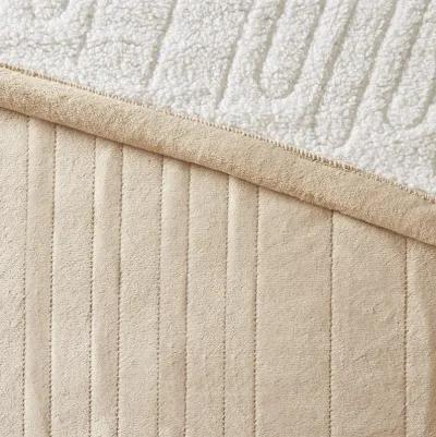 Woolrich Heated Plush to Berber Tan Blanket