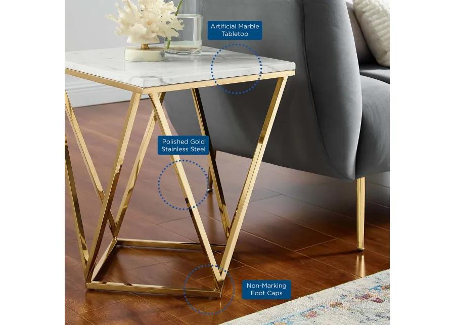 Vertex Gold Metal Stainless Steel End Table