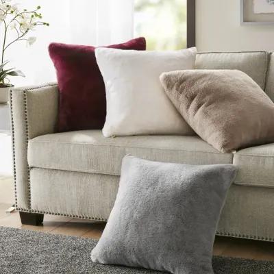 Solid Faux Fur Square Decor Pillow