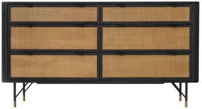 Saratoga 4 Piece Queen Bedroom Set in Black Acacia Wood and Rattan