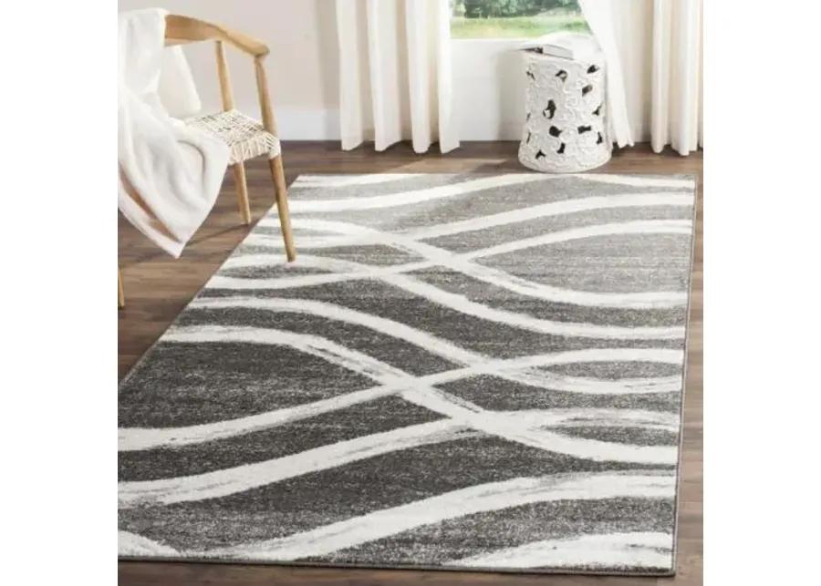 Adirondack Contemporary Charcoal / Ivory 10' X 10' Square Powerloomed Rug