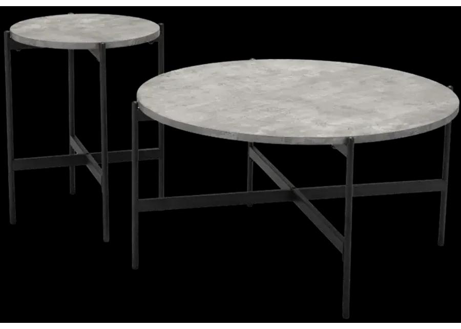 Malo Coffee Table Set (2-Piece) Gray & Black