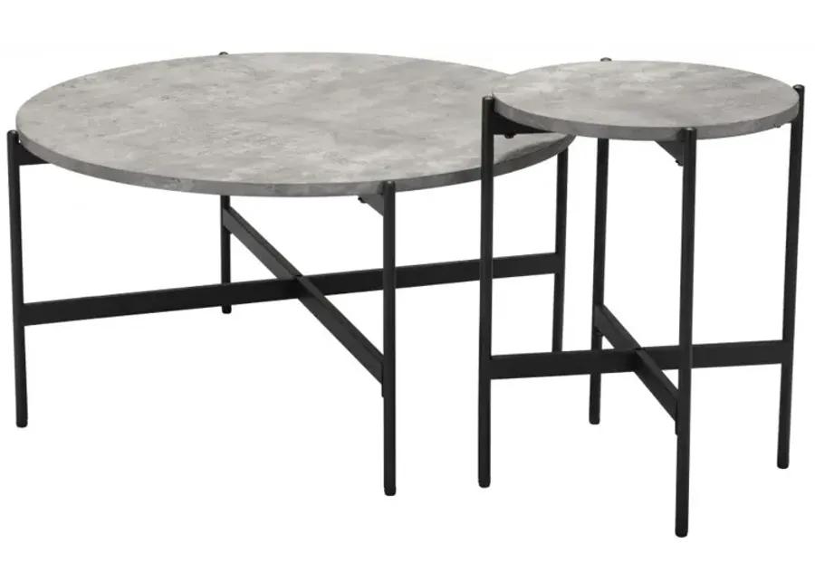 Malo Coffee Table Set (2-Piece) Gray & Black