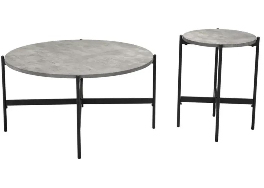 Malo Coffee Table Set (2-Piece) Gray & Black