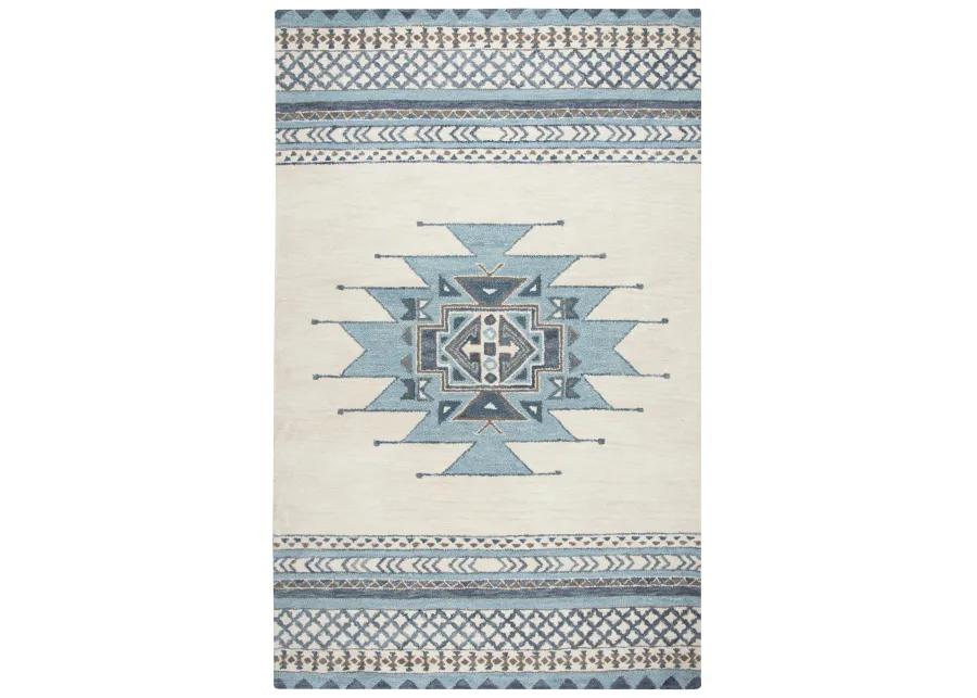 Southwest Blue Southwest/Tribal Wool 3' x 5' Rectangle Rug