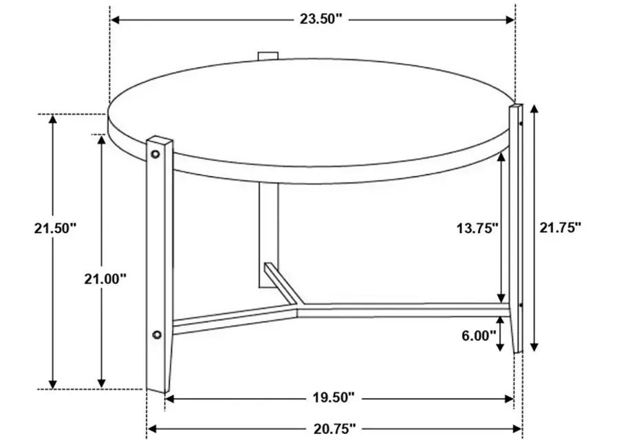 Tandi Round End Table Faux White Marble and Black