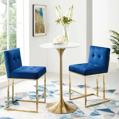 Privy Gold Stainless Steel Performance Velvet Counter Stool Set of 2