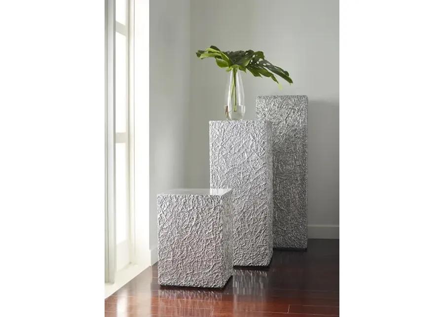 string theory pedestal, silver leaf, lg